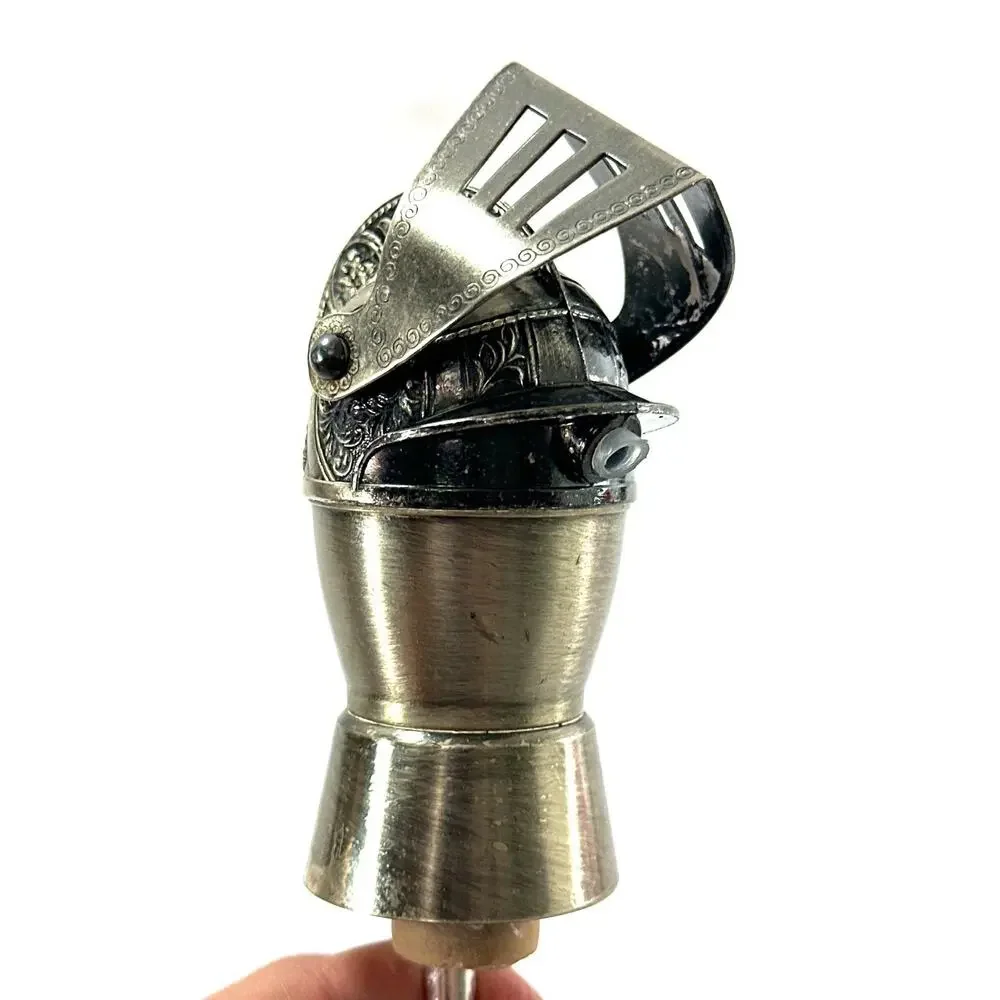 Vintage Knight Helmet Wine Bottle Pourer Medieval Armor Liquor Spout Barware